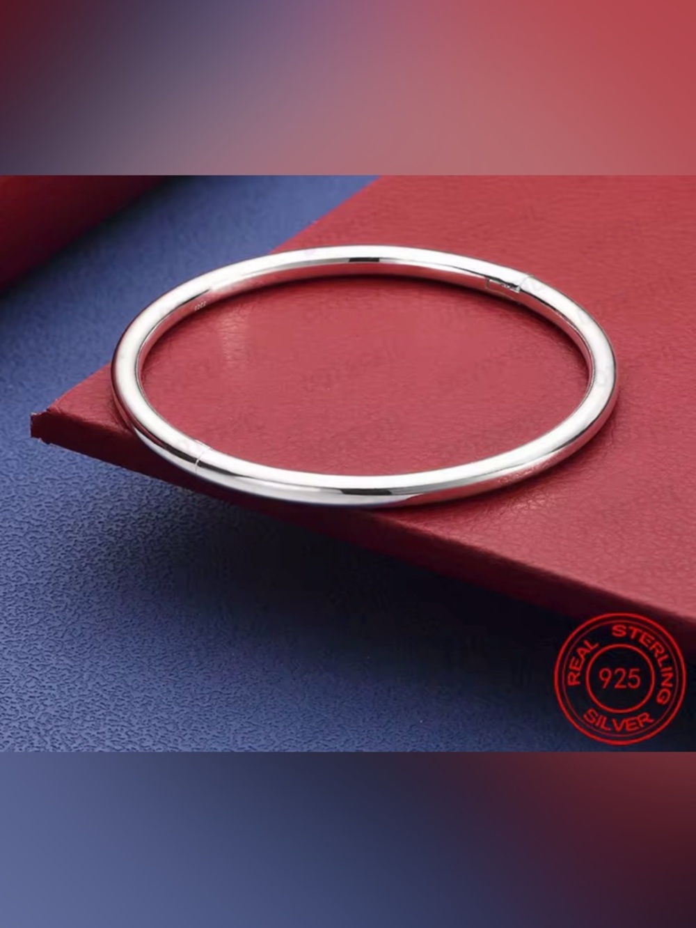 925 Sterling Silver Polished Bangle Bracelet - Silver